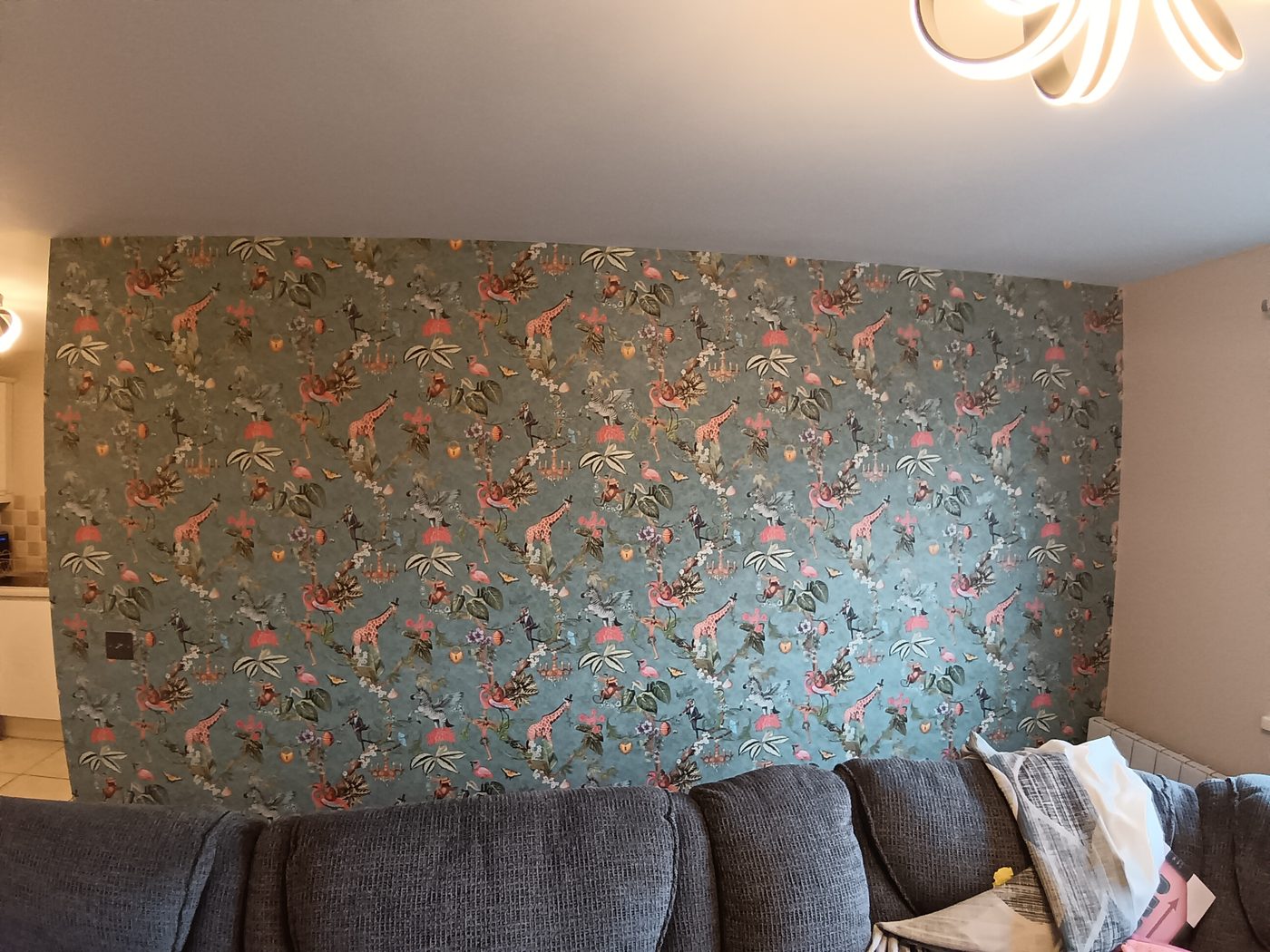 Feature wall wallpaper hanging in Portstewart by Swanson Decor